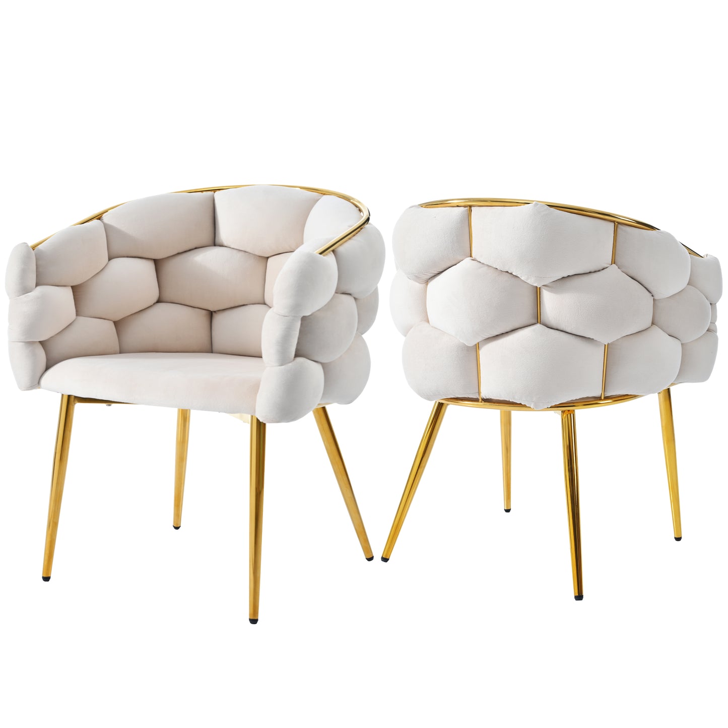 Luxury Velvet Chairs  2 Pieces , Living Room Chairs, Dining Chairs, Makeup Chairs, Modern Fashion Style Chairs, Gilded Iron Legs, Beige Chairs, Bubble Chairs, Ergonomic Chairs