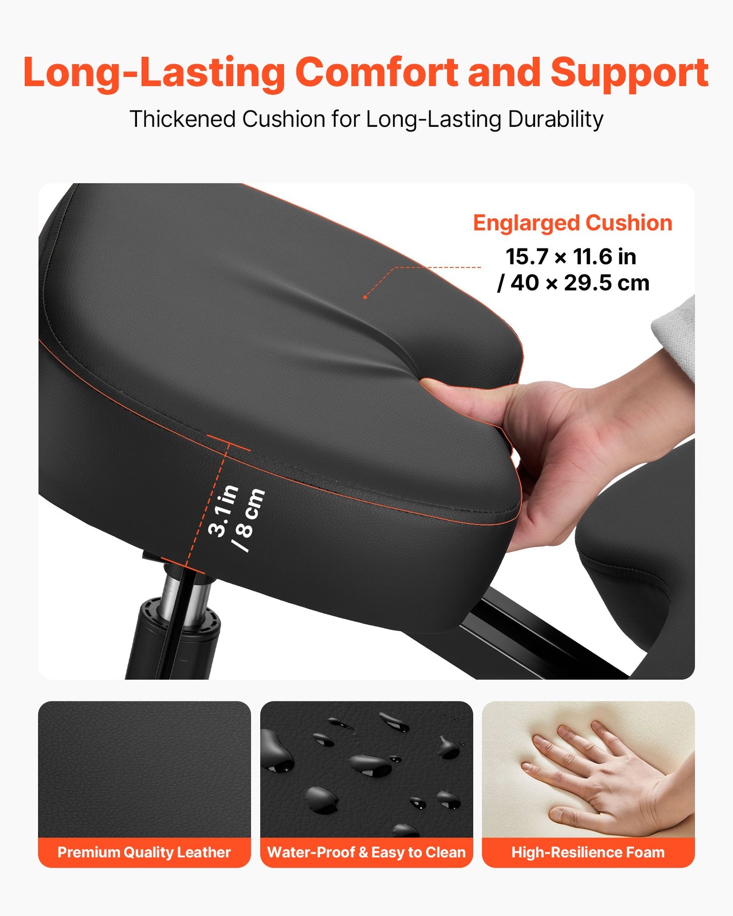 Ergonomic Kneeling Chair With Wheels, Mobile X-Shaped Posture Knee Chair With Adjustable Height & Thick Foam Cushions, Natural Relief For Neck Or Back Pain For Home, Office Or Meditation, Black