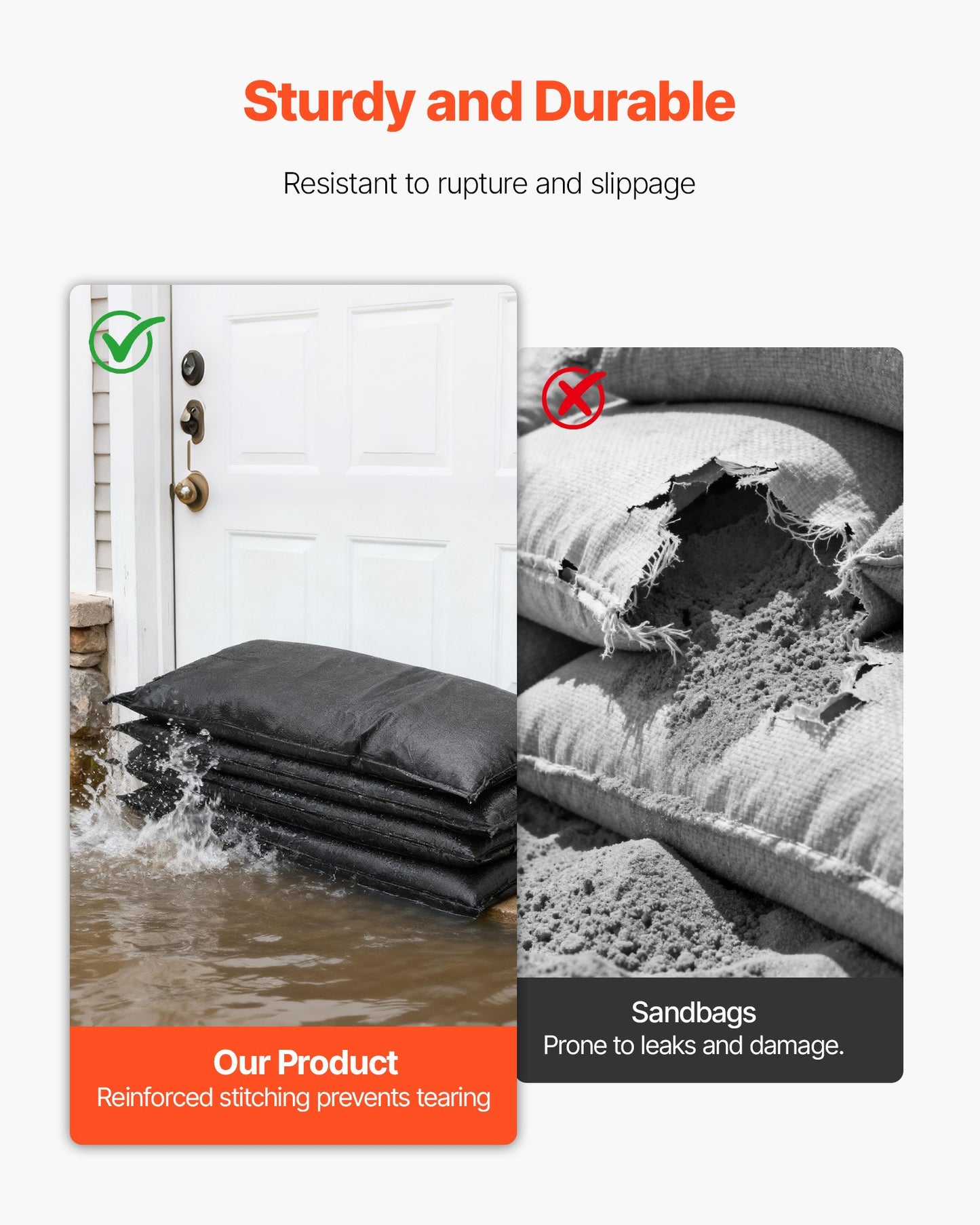 Flood Barrier, 6 Pack, 830 X 430 Mm Flood Bags Activated By Water, Water Absorbent Barrier, Sandless Sandbags Blockage, Flooding Prevention Bags For Home, Doorways, Basement, Garage