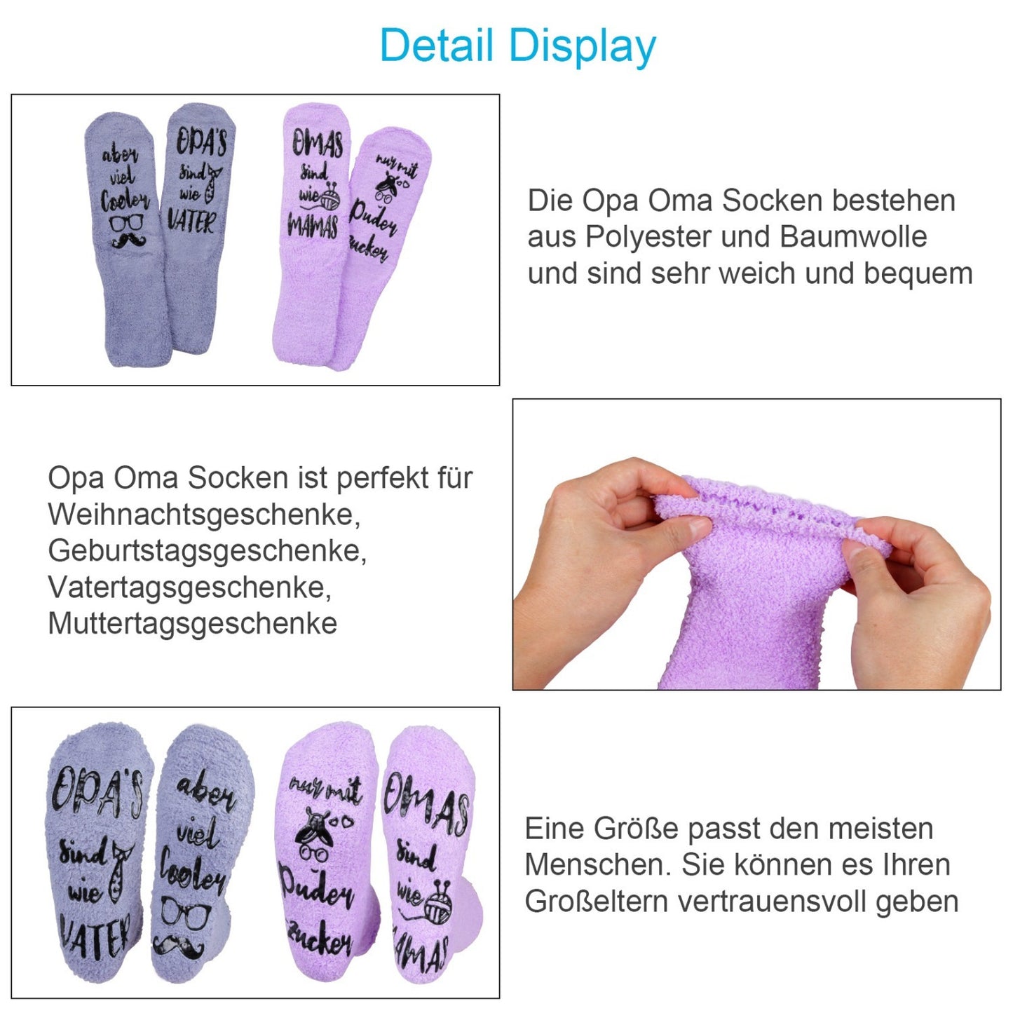 Gift For Grandparents Socken Set, 2 Paar Oma Und Opa Socken, Herzliches Geschenk Für Großeltern Zu Geburtstag Muttertag Und Vatertag-Partyzubehör-Set