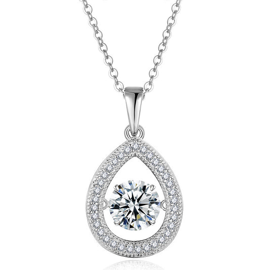 S925 Sterling Silver 1ct D Color VVS1 Moissanite Teardrop Necklace 45cm Platinum Plated Pave Halo GRA Certified Gift Box