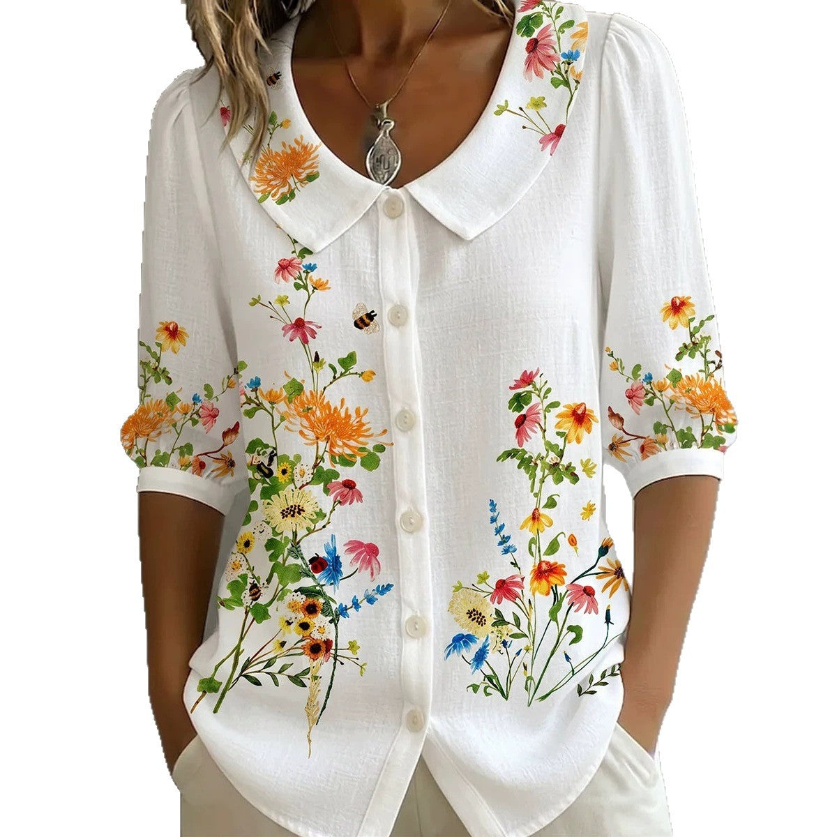 Womens Casual Fashion Printed Short-sleeve Top