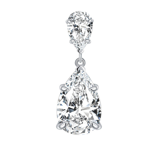S925 Sterling Silver Pear Cut Moissanite Dangle Earrings  7x11mm Teardrop Double Stone Drop Earrings With GRA Platinum Plated Jewelry Gift Box Set