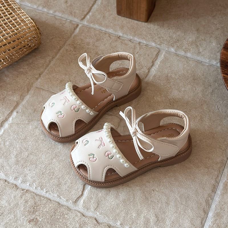 2026 Summer New Baby Girls Sandals, Closed-Toe Breathable Princess Shoes, Korean Fashion Little Kids Sandals