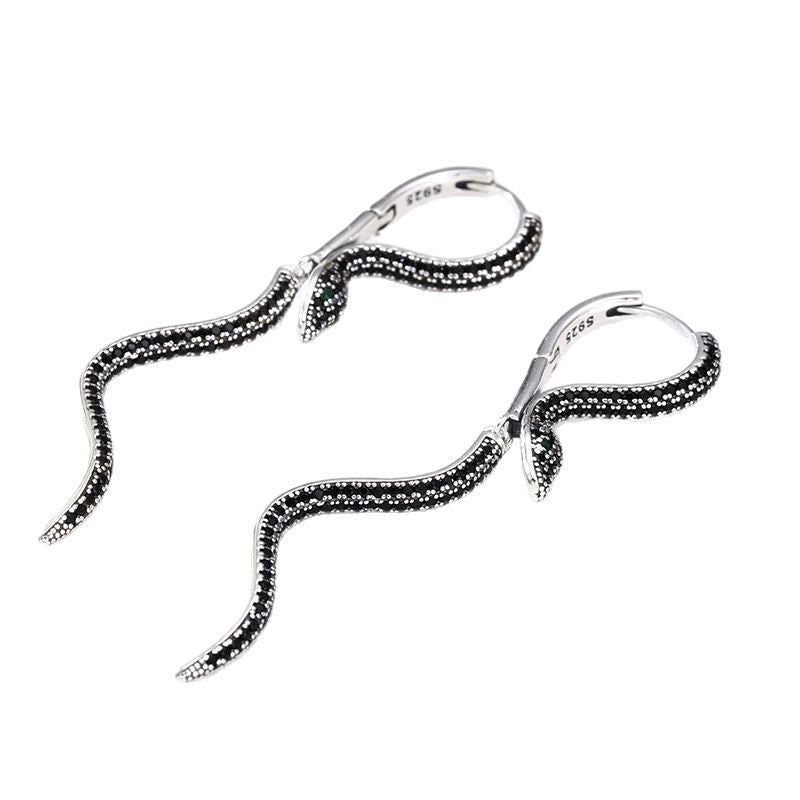 Korean Style Retro Exquisite Rhinestone Snake Earrings Fashion