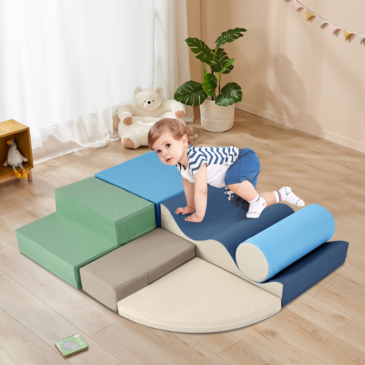 Soft Climb And Crawl Foam Playset 6 In 1, Soft Play Equipment Climb And Crawl Playground For Kids,Kids Crawling And Climbing Indoor Active Play Structure