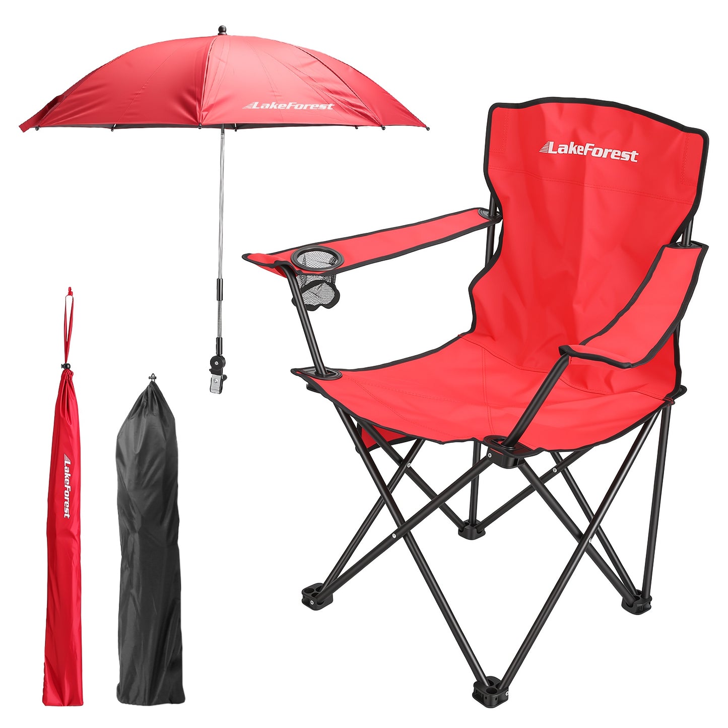 1Pc Camping Chair With Umbrella Lightweight Foldable Outdoor Chair With Cup Holder Detachable Sun Canopy Carrying Bag 330LBS Max Load For Beach Picnic Travel Concert Outdoor Activities