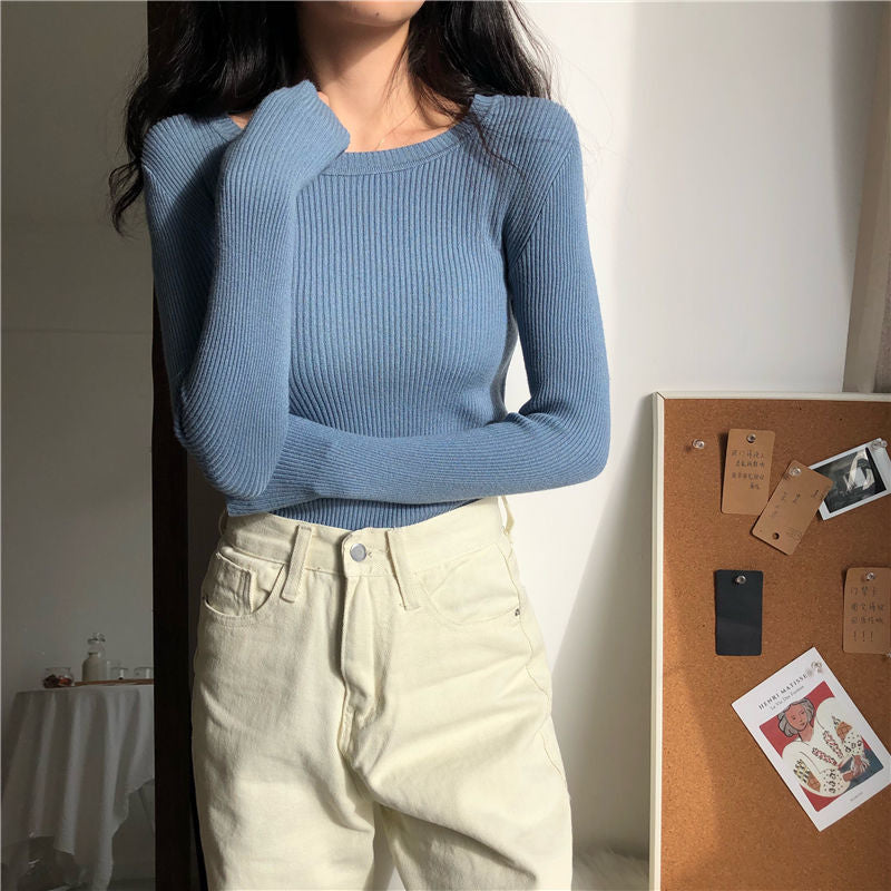 Women's Slim-fit Korean Style All-matching Pullover Thin Sweater
