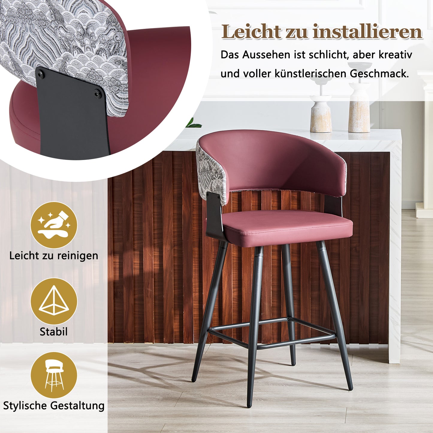 Modern Upholstered Dining Chair With Backrest And Armrests, Minimalist Restaurant Chair For Home, Kitchen, Hotel, Showroom, Mid-Century Style