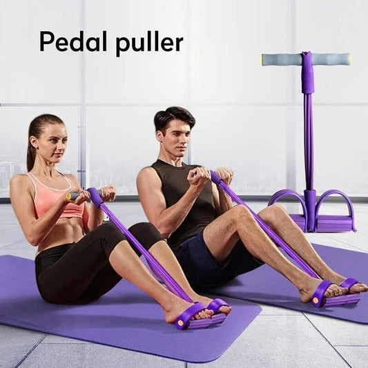 Multi-Function Tension Rope 6Tube Gym Fitness Foot Pedal Exerciser Pull Band