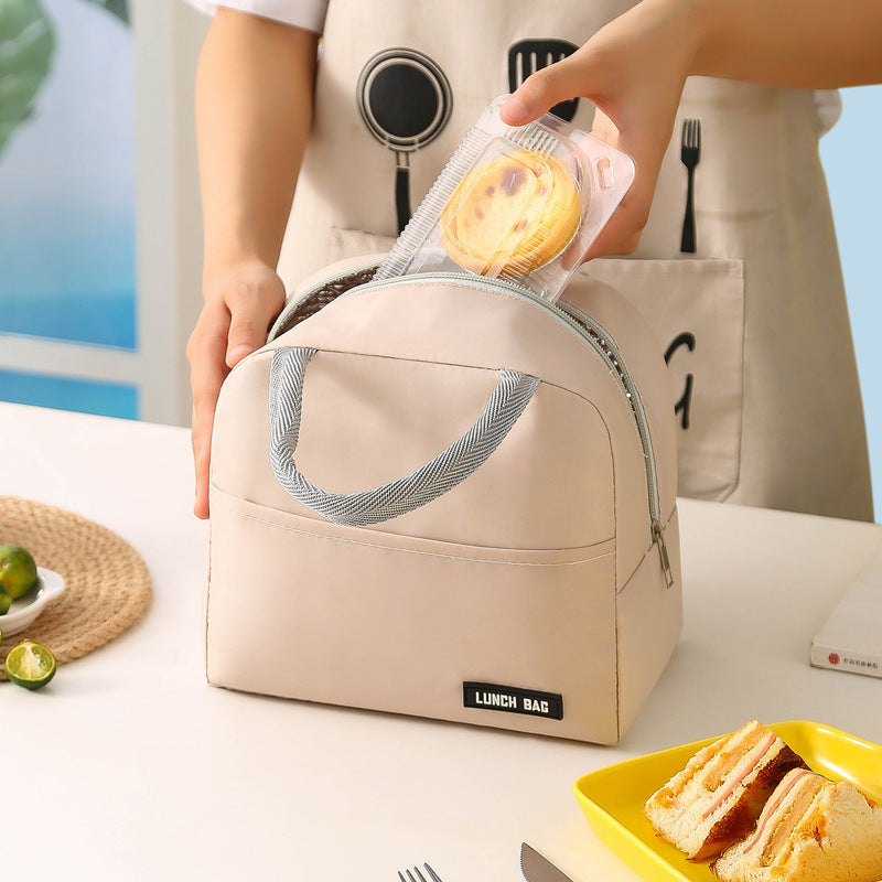 Solid Color Thickened Insulated Lunch Tote Bag, Portable Thermal Cooler Lunch Bag, Reusable Waterproof Food Carrier Bag, Leakproof Lunch Container Bag For Office Workers Students Picnic Travel
