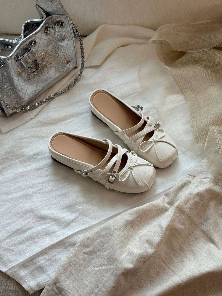 2026 New Closed Toe Mary Jane Flats For Women, Bow Crisscross Straps Versatile Ballet Shoes For Outdoor Wear