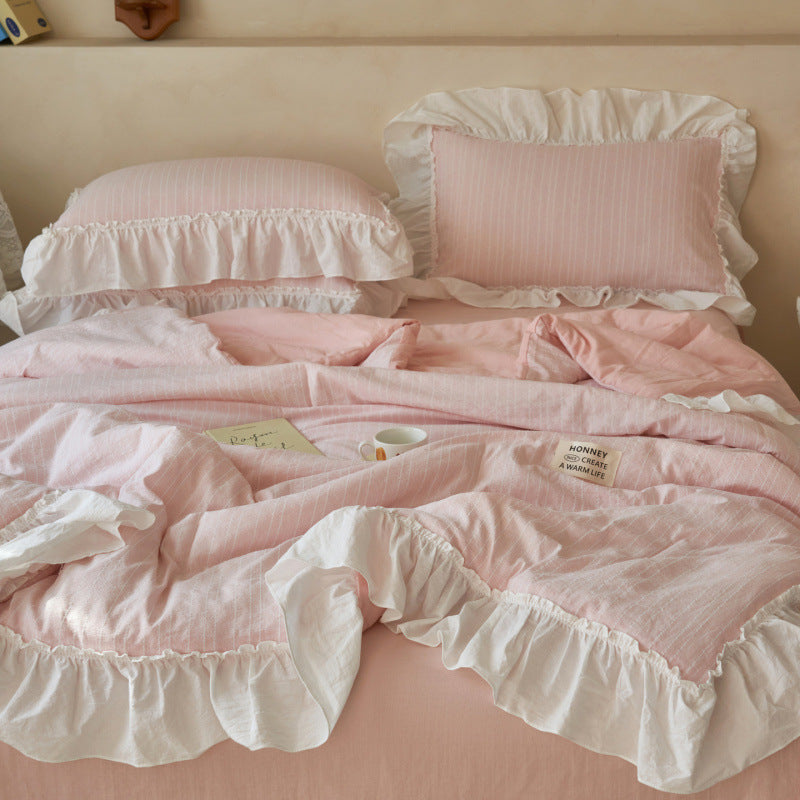 Summer Princess-Style Puff Tulle Summer Cooling Quilt Four-Piece Set