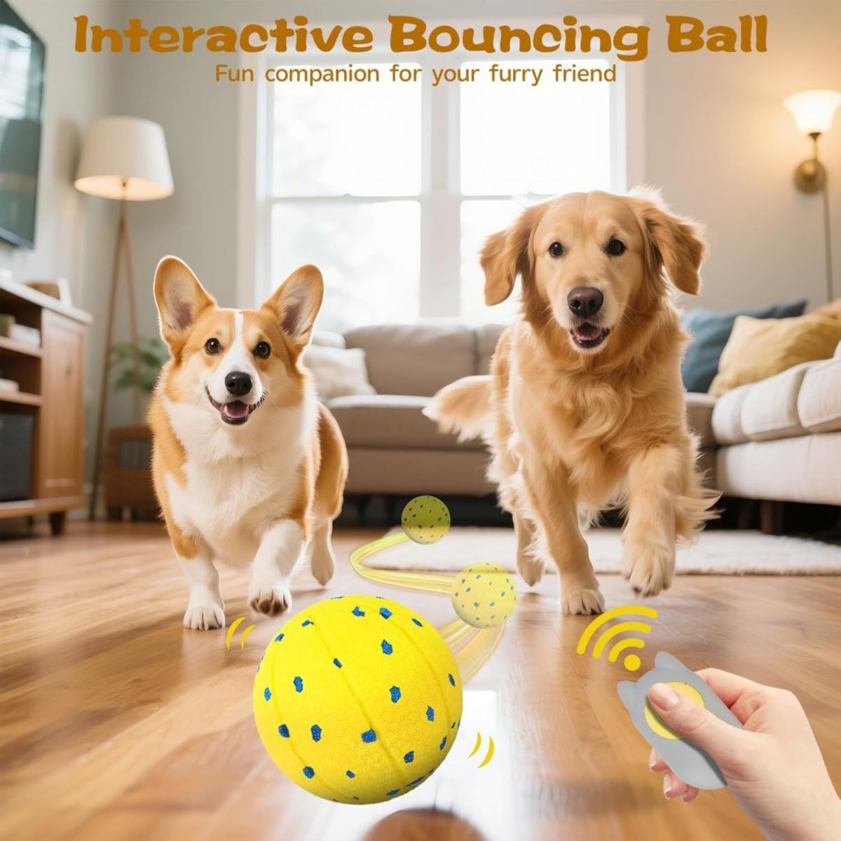 Interactive Dog Toy With 3 Play Modes, IPX7 Storage Pouch, Electric Dog Toy, Indestructible, Self-Rolling Ball, Dog Moves