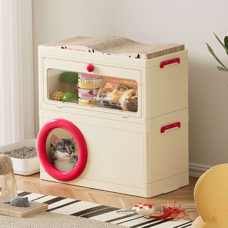 Multi-functional Pet Storage Box With A Cat Scratcher