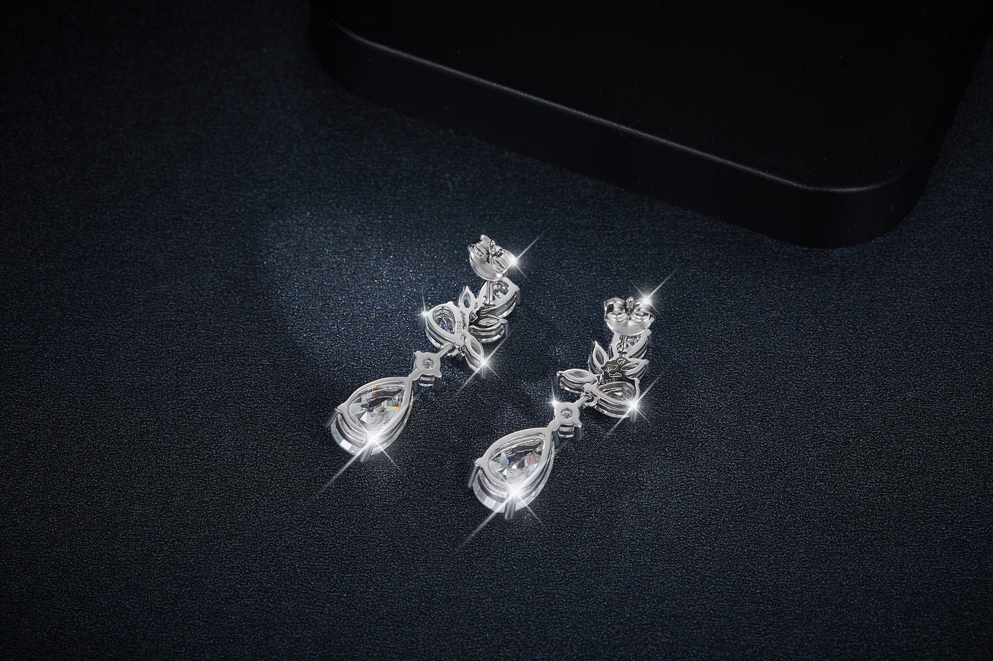 S925 Sterling Silver Pear Cut Moissanite Dangle Earrings  7x11mm Elegant Floral Cluster Drop Earrings With GRA Platinum Plated Jewelry Gift Box Set