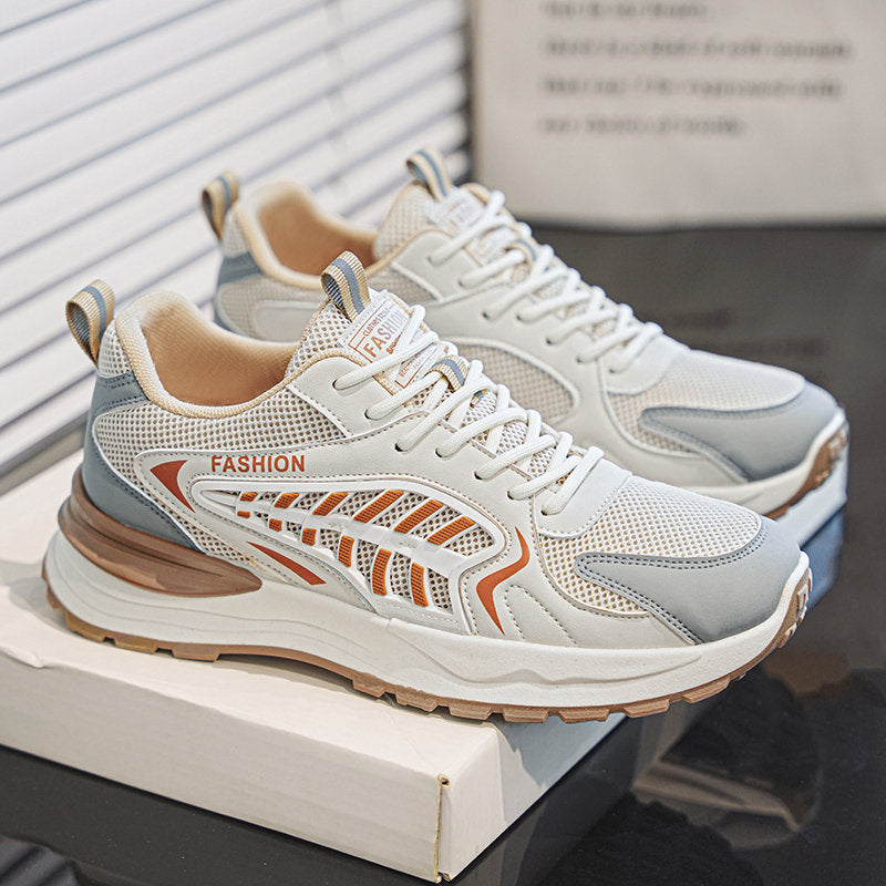New Men's Breathable Mesh Sports Shoes, Korean Trendy Versatile Thick Sole Casual Dad Sneakers, Fashion Footwear For Men