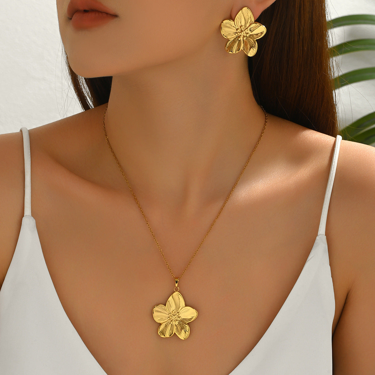 European American Cross-border Women Jewelry Set, Multi-element Long Pendant Necklace & Versatile Luxury Drop Earrings, Niche Daily Fashion Accessories For Ladies