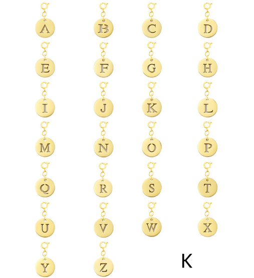 Titanium Steel Bracelet And Necklace Accessories 26-letter Charm Pendants Hand-polished In Gold