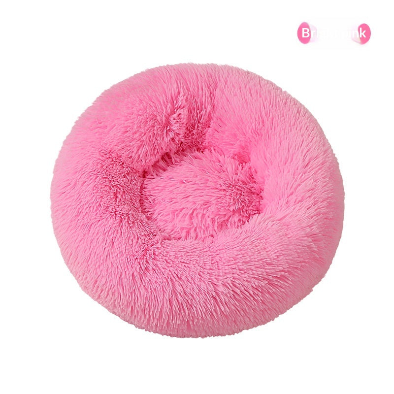 Round Plush Pet Bed, Winter Warmth For Dogs And Cats