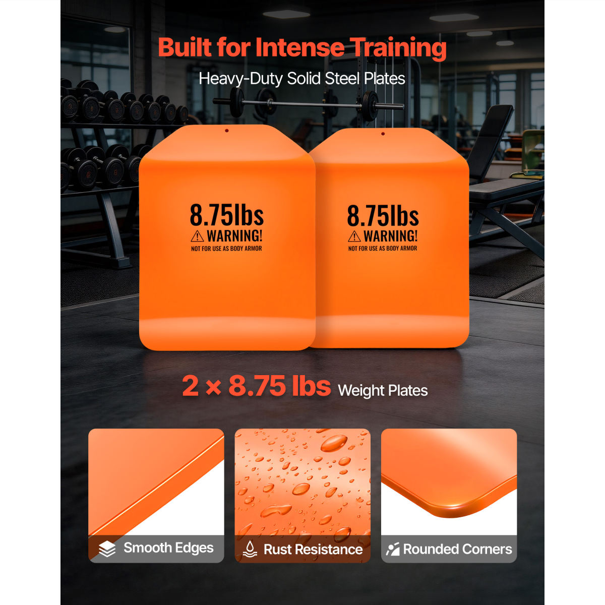 Curved Weight Vest Plates, 8.75 LB Pairs, Premium Steel Tactical Weighted Plates For Vest, Ergonomic Design, For Strength Endurance Training, Running, Jogging, Fitness, Heavy Workouts