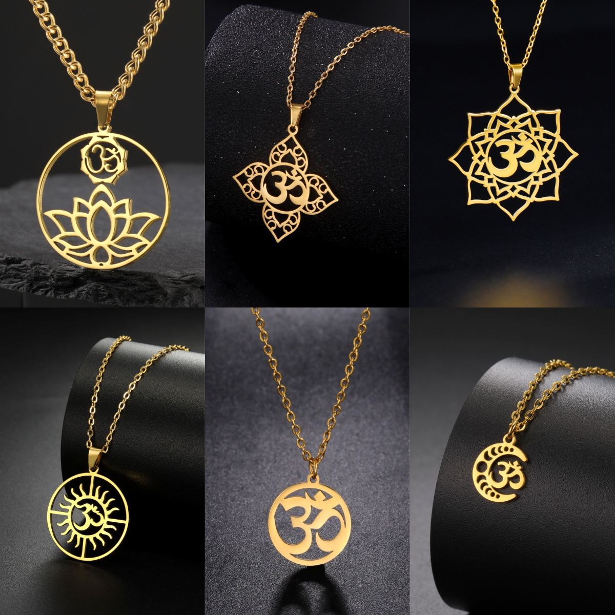 Lotus Yoga Pendant Necklace Titanium Steel Women's