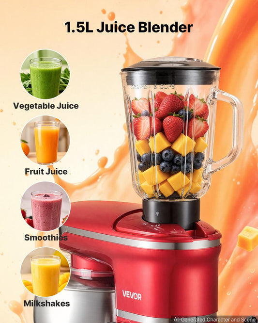 6.3 Qt 3-in-1 Tilt Head Stand Mixer 400W Electric Dough Mixer, Multifunctional Food Kitchen Mixer With Stainless Steel Bowl, Meat Grinder And Blender Attachments, Dough Hook, Whisk, Beater