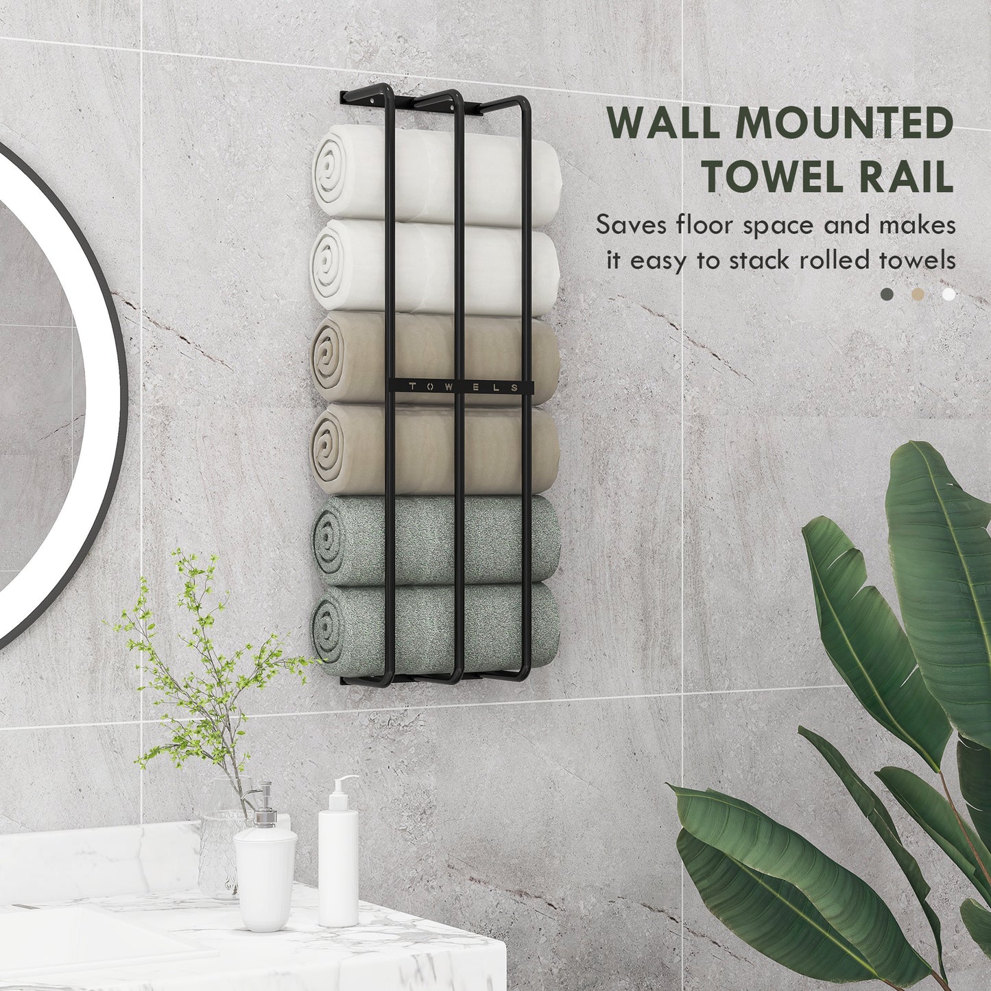 Six Large Towel Metal Holder, With Mounting Accessories