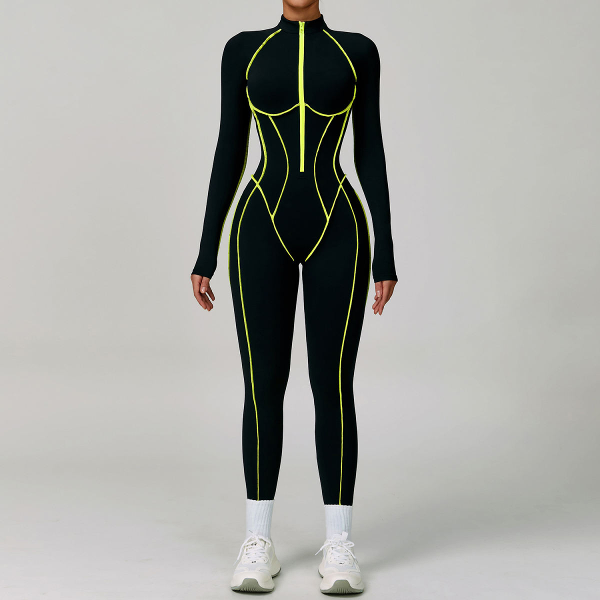 Contrast Color One-piece Quick-drying Yoga Clothes Back Tight Workout Clothes High Strength Sports Running Jumpsuit 9317