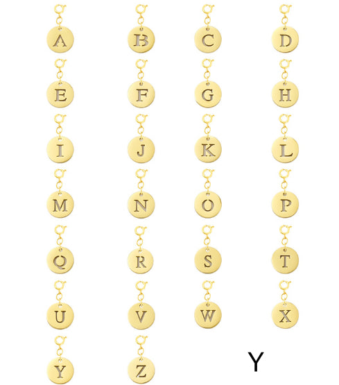 Titanium Steel Bracelet And Necklace Accessories 26-letter Charm Pendants Hand-polished In Gold