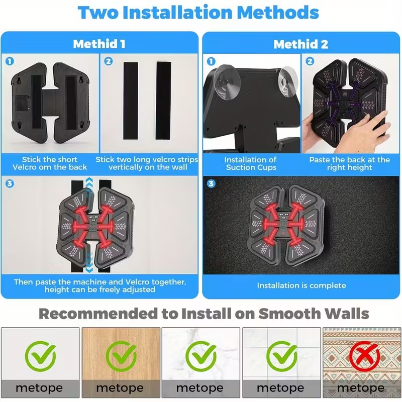 Smart Bluetooth Music Boxing Machine -LED Reaction Training, Adjustable Speed, Home Fitness & Stress Relief With Glove
