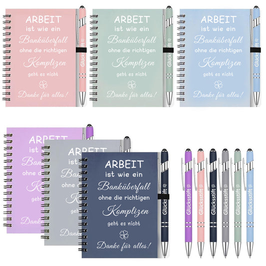 6 Sets Of Thank-You Gifts For Coworkers: 6 Spiral-Bound Notepads, 6 Ballpoint Pens With Touch Pens—Farewell Gift For Coworkers, Motivational Gift Set For Christmas (Work)