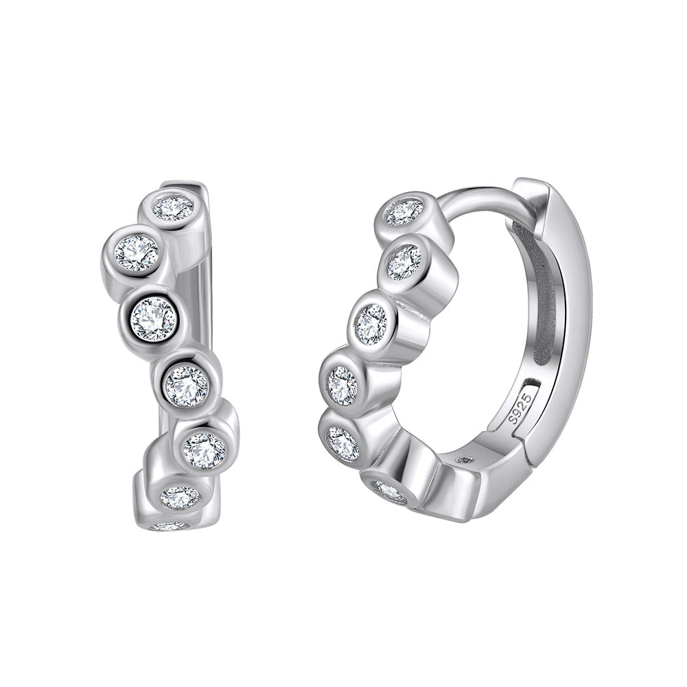 S925 Silver Accessories Advanced Simple Geometric Glossy Zircon Jewelry