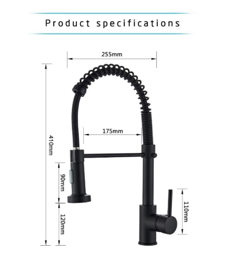 Rozin Matte Black Kitchen Faucet Deck Mounted Mixer Tap 360 Degree Rotation Stream Sprayer Nozzle Kitchen Sink Hot Cold Taps