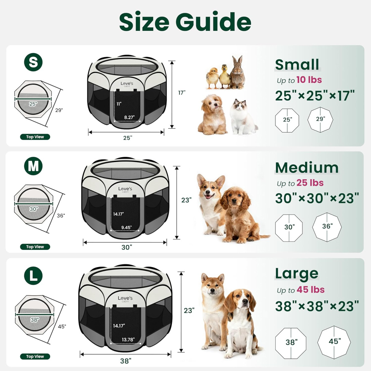 Pet Puppy Dog Playpen, Small Dog Tent Crates Cage Indoor Outdoor, Portable Playpen For Cat, Foldable  Dog Kennel Playpen With Carring Case, Removable Zipper Top, Grey