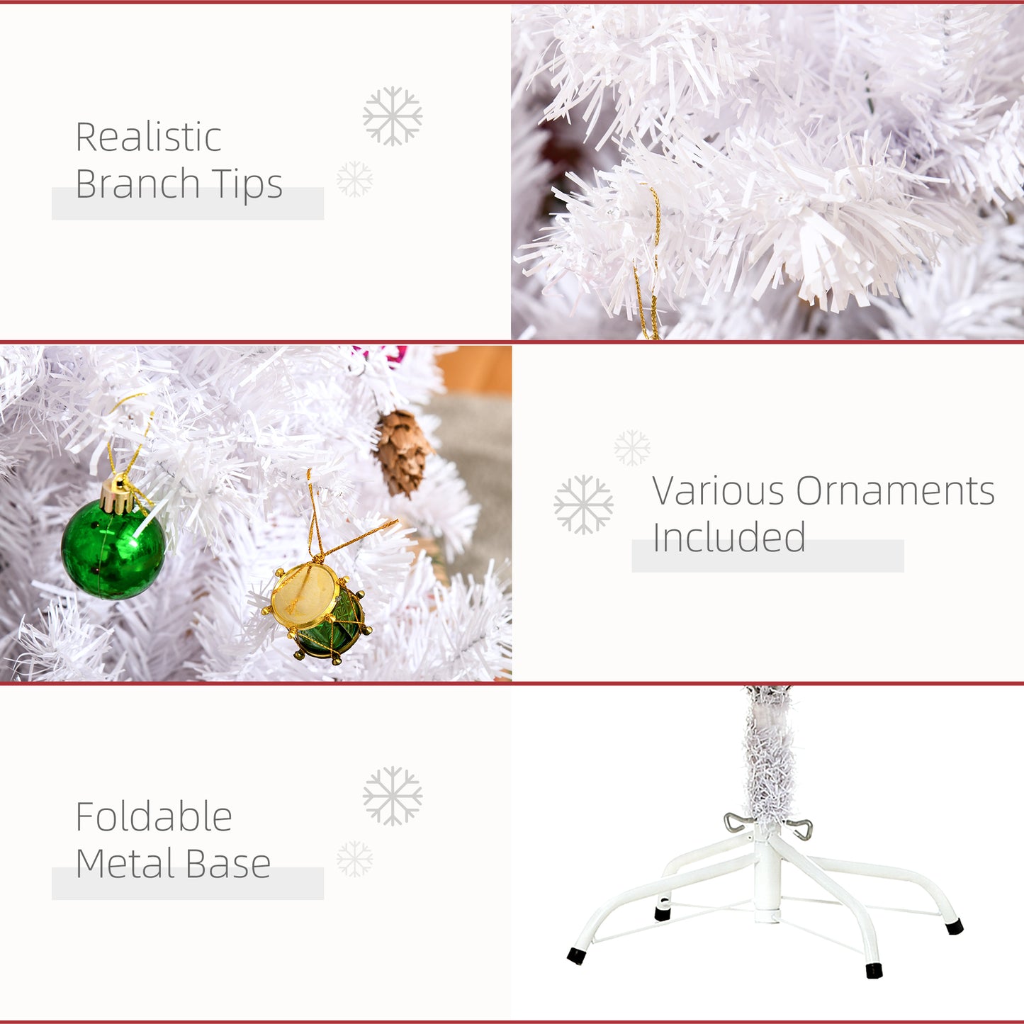 5ft Snow Artificial Christmas Tree W/ Metal Stand Decorations Home Seasonal Elegant Faux White