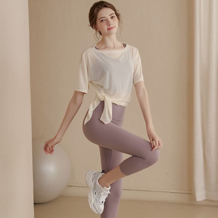 Loose Figure-Flattering Ice-Feel Sports Blouse Womens Quick-Drying Yoga Top