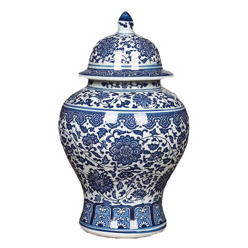 Blue-and-white Porcelain Large General Jar For Tea Leaves