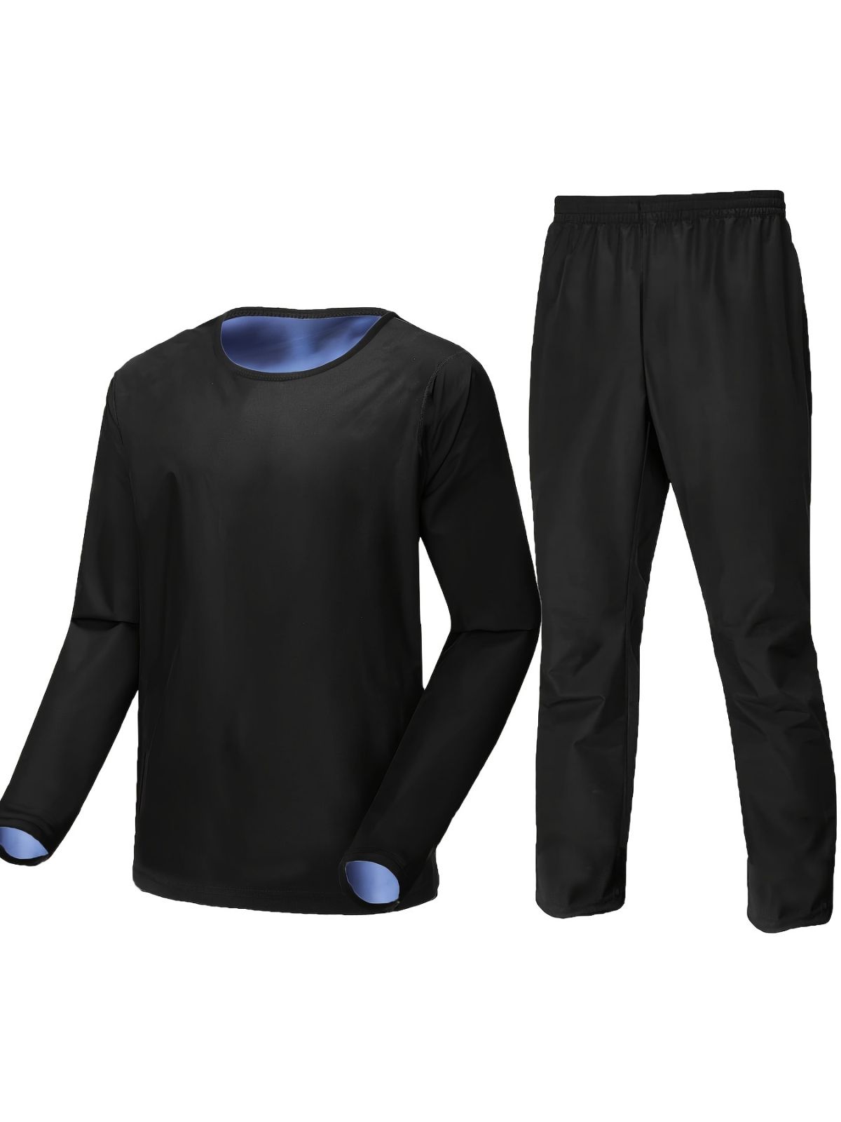 Sauna Suit With Trousers For Men Long Sleeve Heat Trapping Sweat Suit Joggers Weight Loss Body Shaper Hot Workout Gym Compression Shirts With Pants