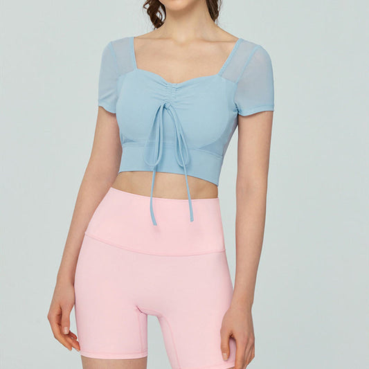 Yoga Short-sleeved T-shirt Women's Slim Fit With Chest Pad