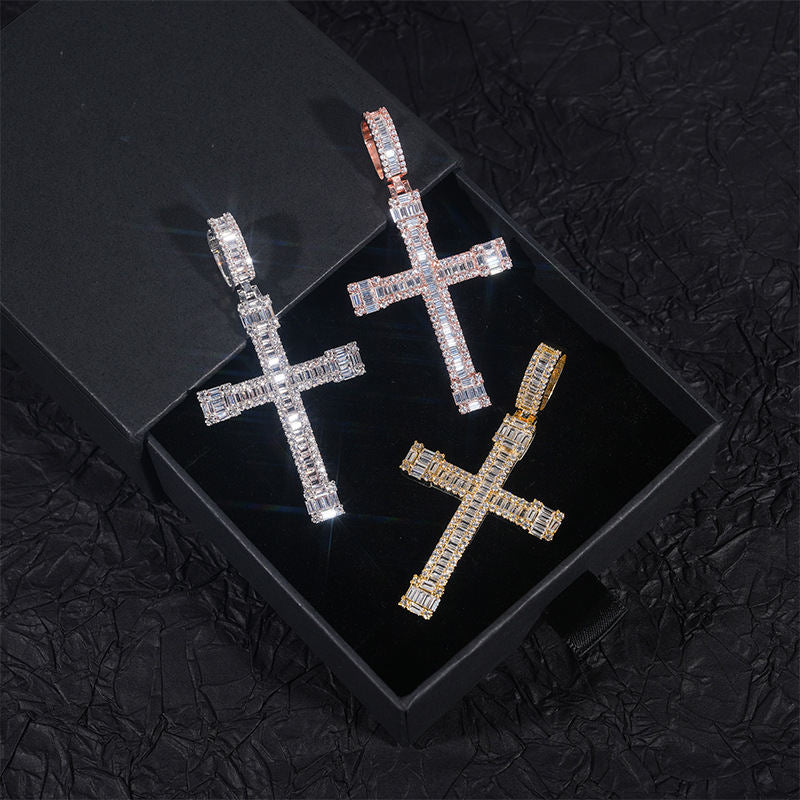 European And American Personalized Micro Inlaid Zircon Cross Hip Hop Ear Accessories