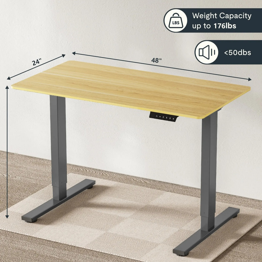 Electric Standing Desk Adjustable Height Desk Home Office Computer Workstation Sit Stand Up Desk,grey Frame - Maple Top