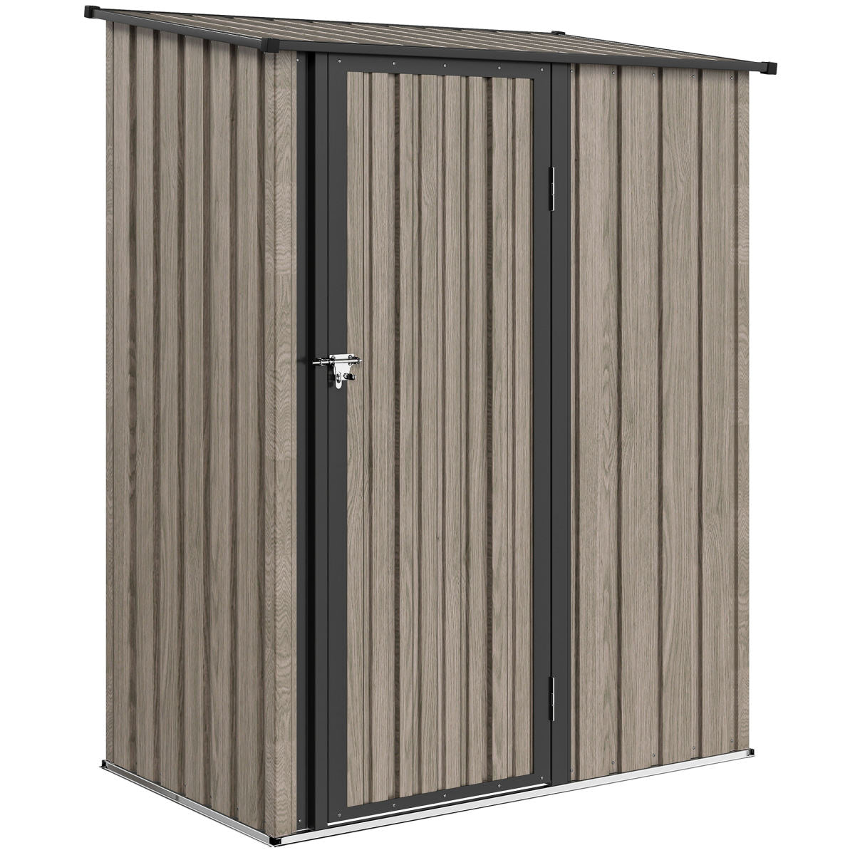 5ft X 3ft Metal Garden Storage Shed, Outdoor Tool Shed With Sloped Roof, Lockable Door For Tools, Equipment, Light Grey
