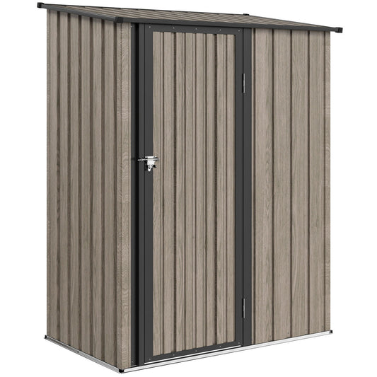 5ft X 3ft Metal Garden Storage Shed, Outdoor Tool Shed With Sloped Roof, Lockable Door For Tools, Equipment, Light Grey