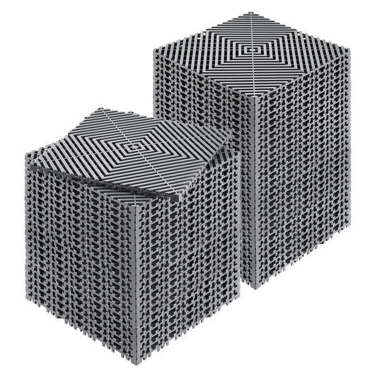 Interlocking Drainage Mat, 12 X 12 Modular Interlocking Cushion, 50 Pcs Splicing Drainage Mats, Non-Slip Gray PP Drainage Floor Tile And Shower Mat, For Garage, Garden, Kitchen & Outdoor