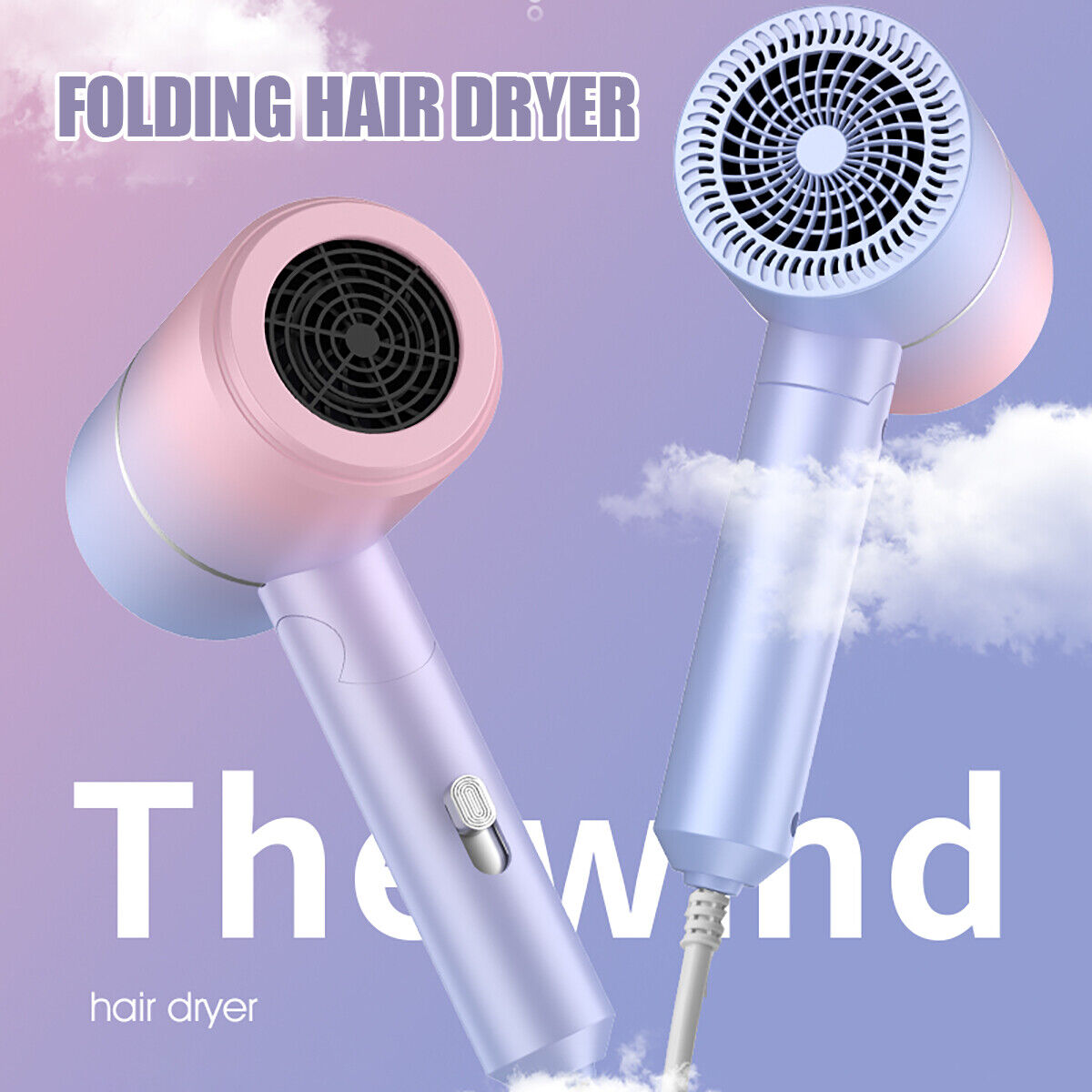 Hair Dryer Professional Household Electric Negative Ionic Hairdryer Foldable