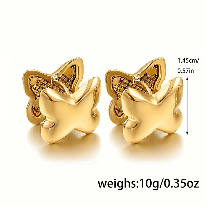 Chunky 3D Butterfly Huggie Hoop Earrings For Women, 18K Gold Plated Stainless Steel Puffy Animal Insect Earrings, Cute Minimalist Jewelry Gift