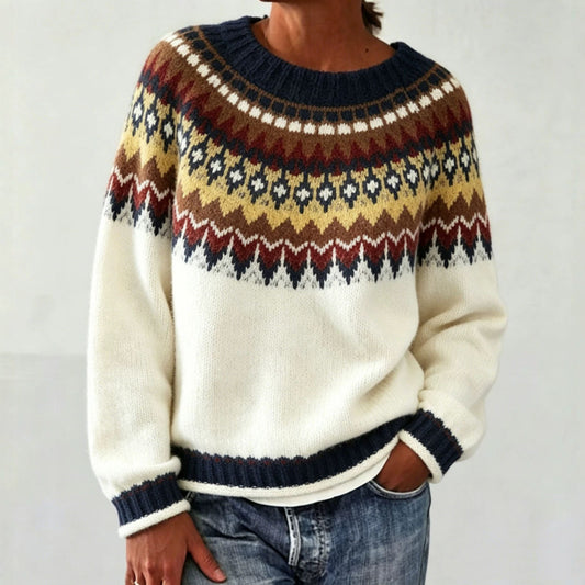 Round Neck Multicolor Loose Fashion Sweater Women