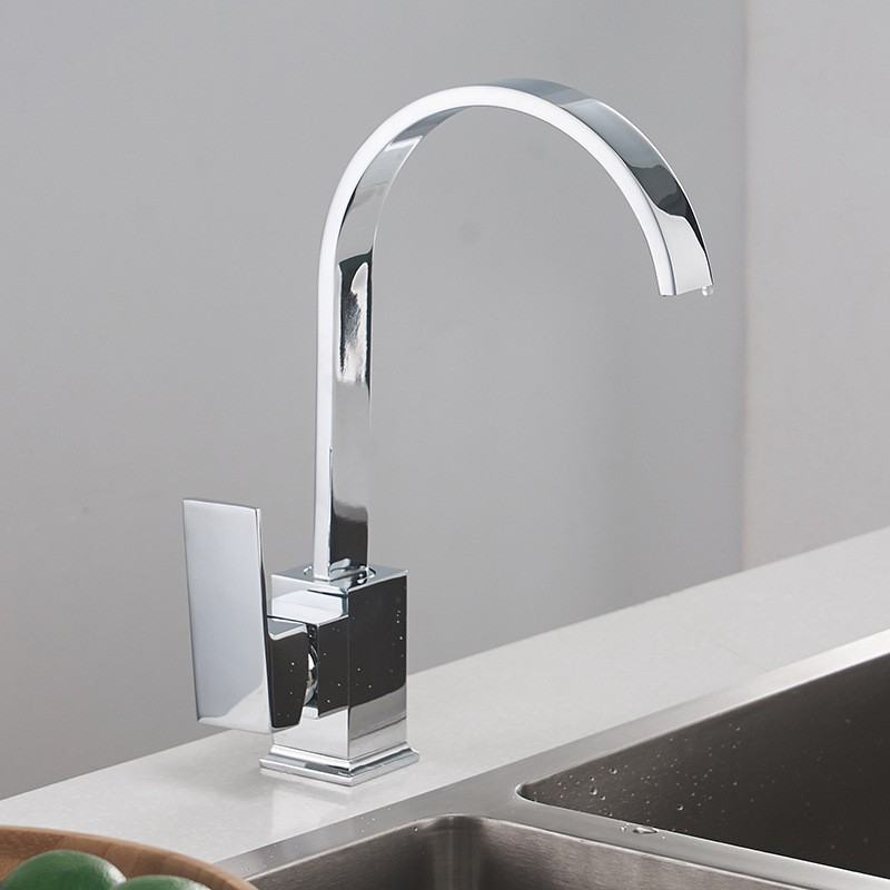 Kitchen Sink Mixer Tap Chrome Waterfall Monobloc Swivel Single Lever