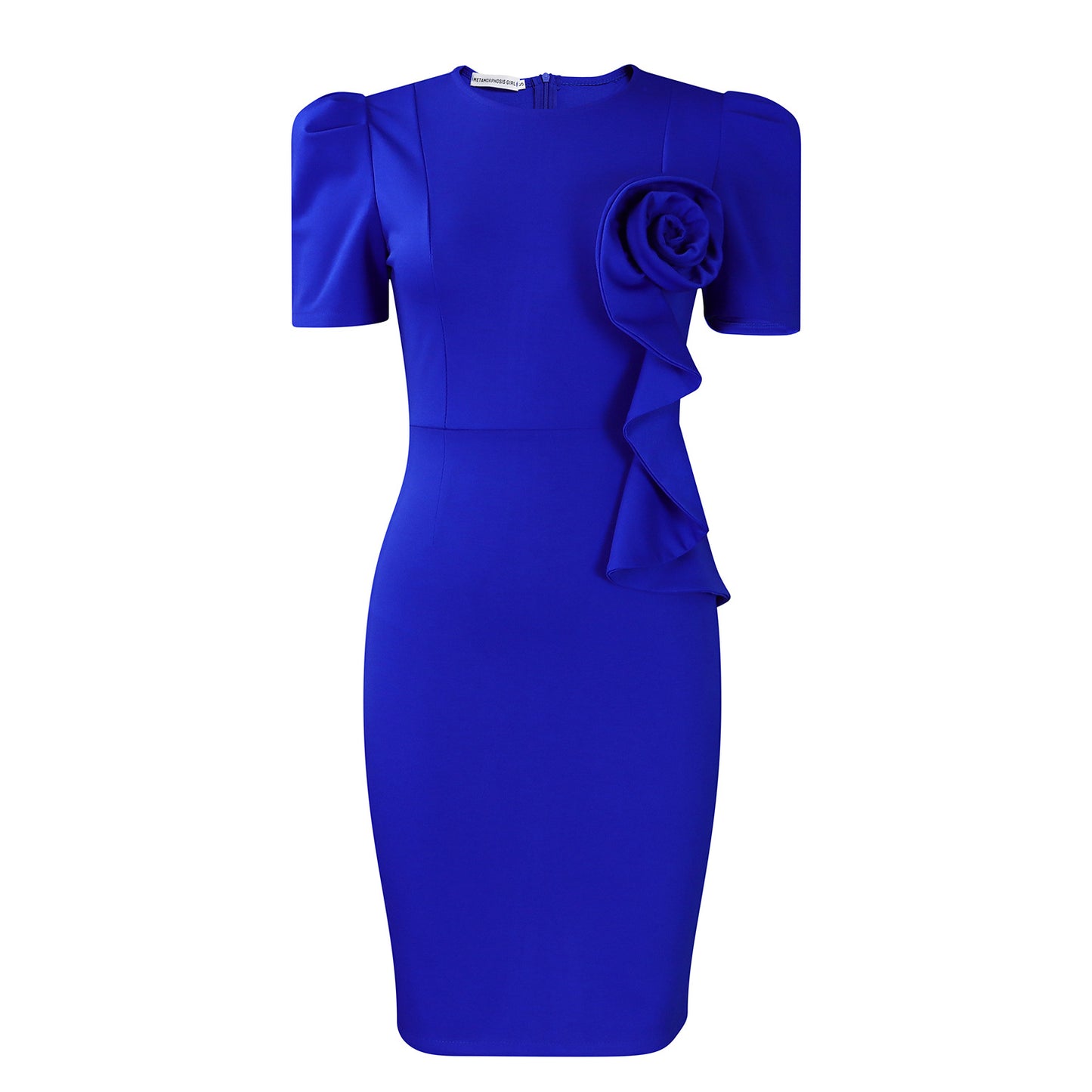 Fashion Elegant Body-hugging Lace Hem Solid Color Short Sleeve Dress